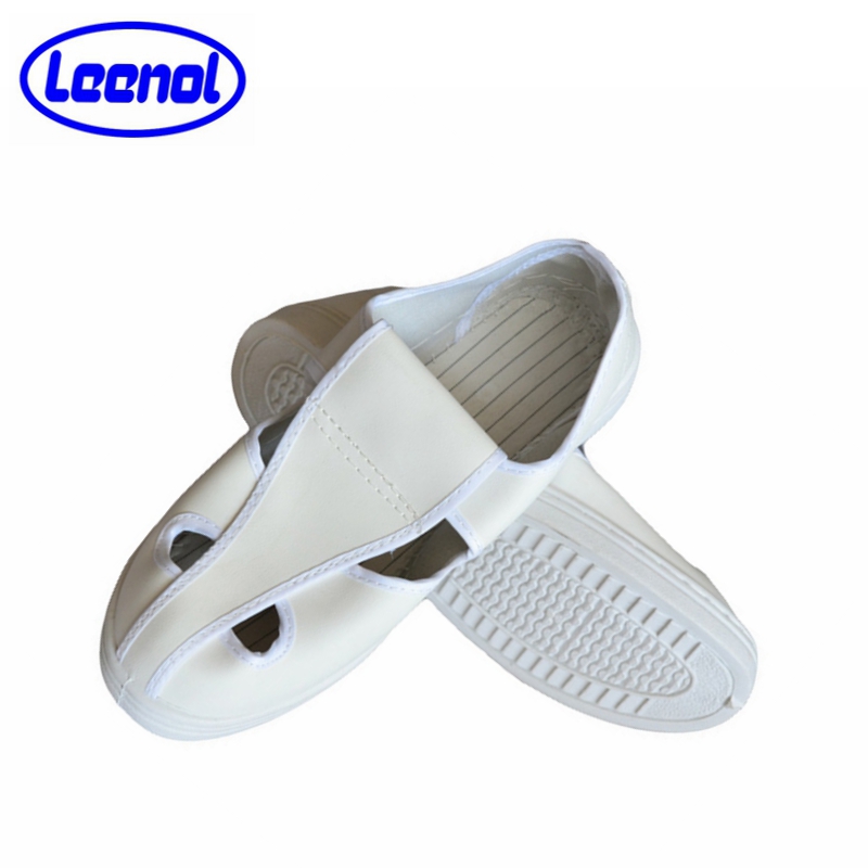 LN-1577105 Antistatische PVC-Schuhe für Reinräume Weiße atmungsaktive ESD-Arbeitsschuhe mit vier Löchern