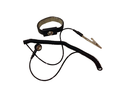 ESD-Handschlaufe aus schwarzem Metall, PU-Erdungskabel