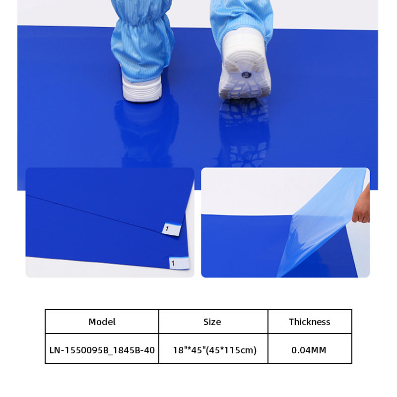 LN-1550095B_1845B-40 Großhandel antibakterielle klebrige Matte Reinraum blau rutschfeste klebrige Matte